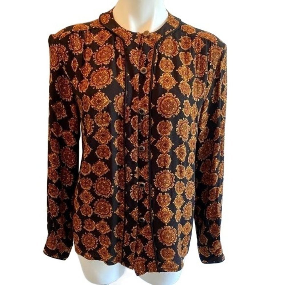 SK & Company Long Sleeve Button Down Blouse Size 6